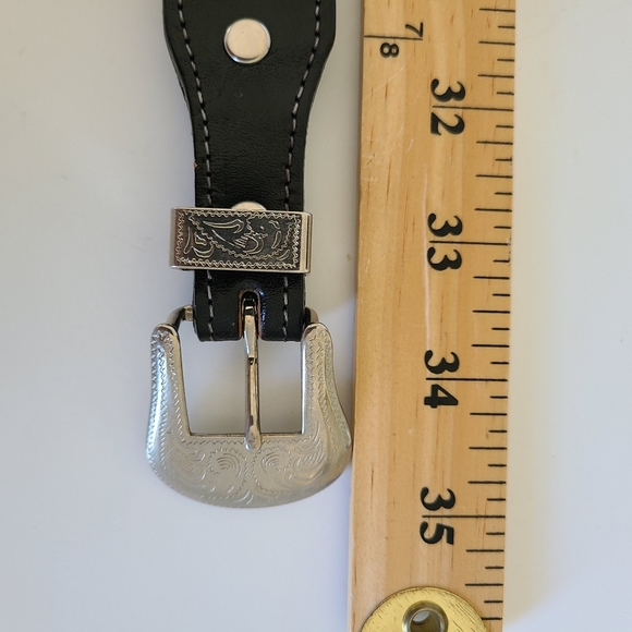 Western genuine leather boho belt black - Picture 8 of 10